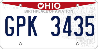 OH license plate GPK3435