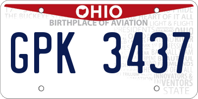 OH license plate GPK3437
