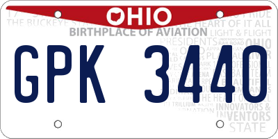 OH license plate GPK3440