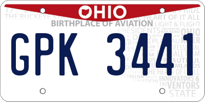 OH license plate GPK3441