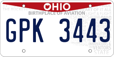 OH license plate GPK3443