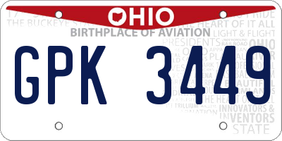 OH license plate GPK3449