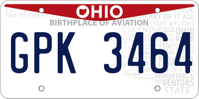 OH license plate GPK3464