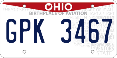 OH license plate GPK3467