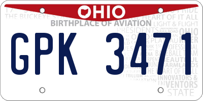 OH license plate GPK3471