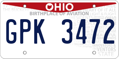 OH license plate GPK3472
