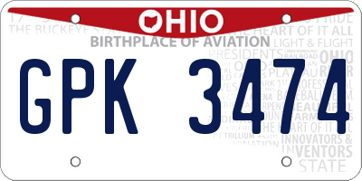 OH license plate GPK3474