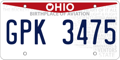 OH license plate GPK3475