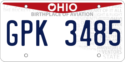 OH license plate GPK3485