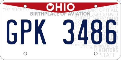 OH license plate GPK3486