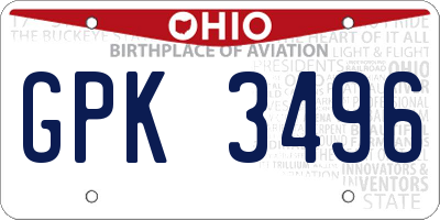 OH license plate GPK3496