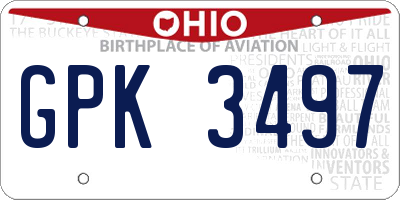 OH license plate GPK3497