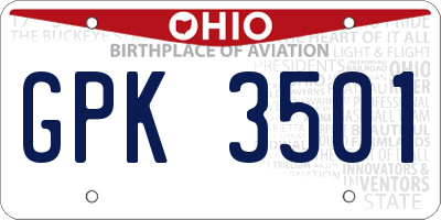 OH license plate GPK3501