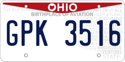 OH license plate GPK3516