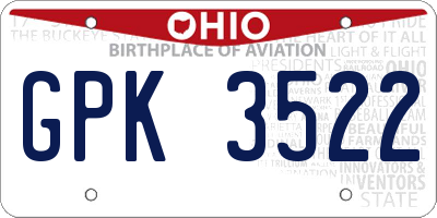 OH license plate GPK3522