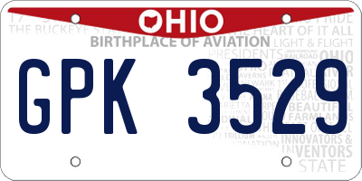 OH license plate GPK3529