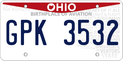 OH license plate GPK3532