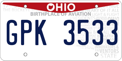 OH license plate GPK3533