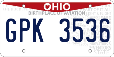OH license plate GPK3536