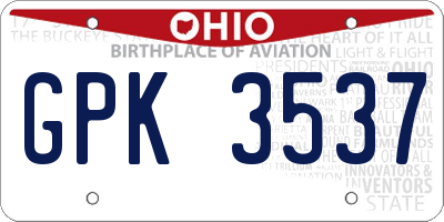OH license plate GPK3537