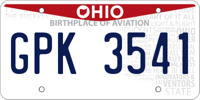 OH license plate GPK3541