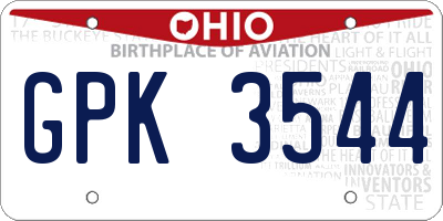 OH license plate GPK3544