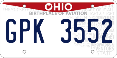 OH license plate GPK3552