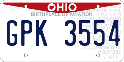 OH license plate GPK3554