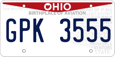 OH license plate GPK3555