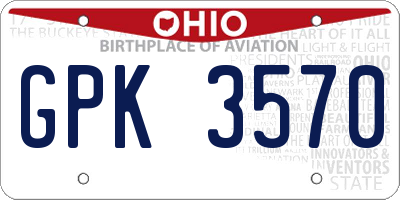 OH license plate GPK3570