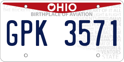 OH license plate GPK3571