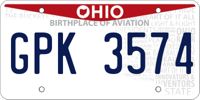 OH license plate GPK3574