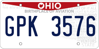 OH license plate GPK3576