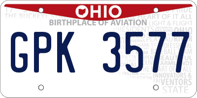 OH license plate GPK3577