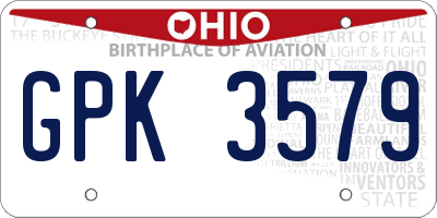 OH license plate GPK3579