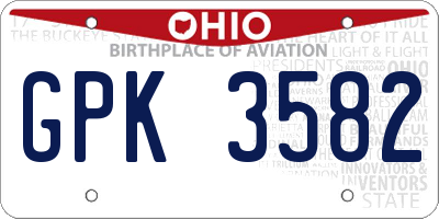 OH license plate GPK3582
