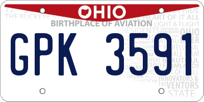 OH license plate GPK3591