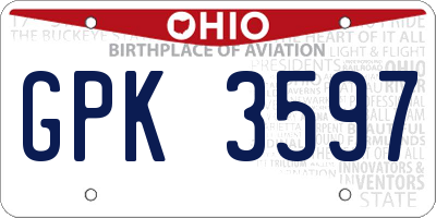 OH license plate GPK3597
