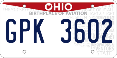 OH license plate GPK3602