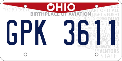 OH license plate GPK3611