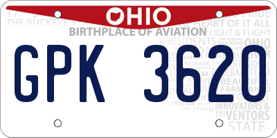 OH license plate GPK3620