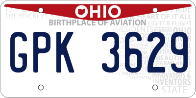 OH license plate GPK3629