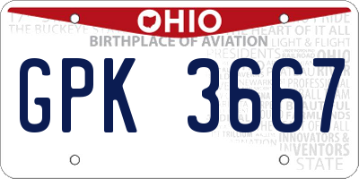 OH license plate GPK3667