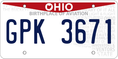 OH license plate GPK3671