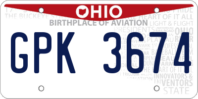 OH license plate GPK3674