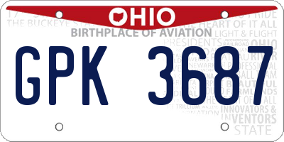 OH license plate GPK3687