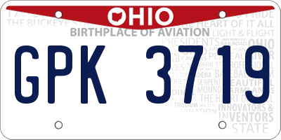 OH license plate GPK3719