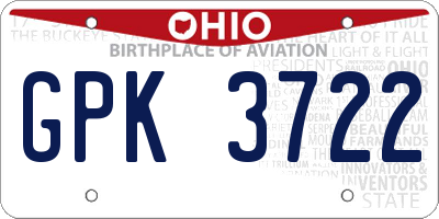 OH license plate GPK3722