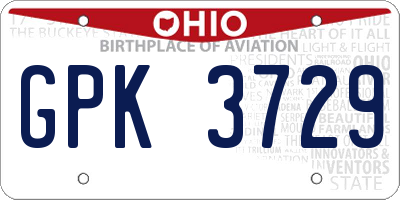 OH license plate GPK3729