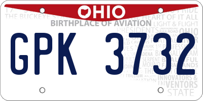 OH license plate GPK3732